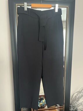 Women’s Wilfred Black High-Waisted, Belted Pants Straight-Leg Trousers